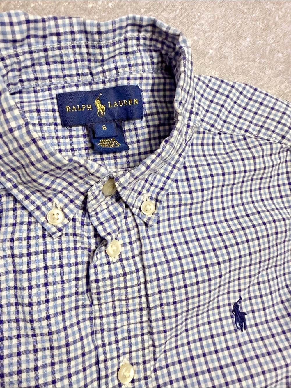 EUC Boys Ralph Lauren Blue Plaid Longsleeve Button Down Size 6